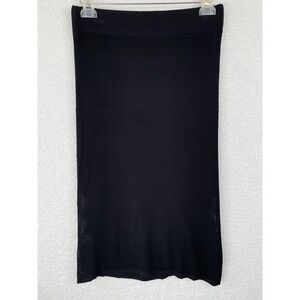 INC International Concepts Black Mesh Knit Pencil Midi Skirt Womens Size Medium